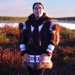 Black commander drum dance parka with wolverine trim (2022)