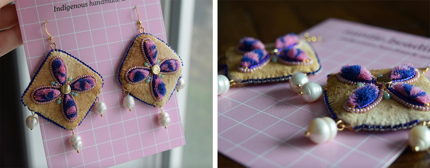 Pink and purple tufted earrings (2024)