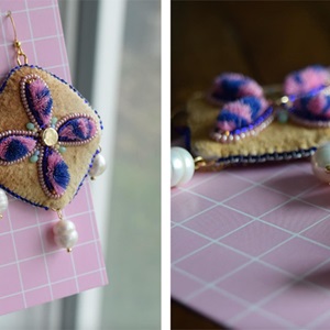 Pink and purple tufted earrings (2024)