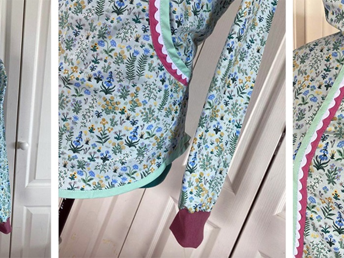 Blue floral kalikuk with pink trim (2022)