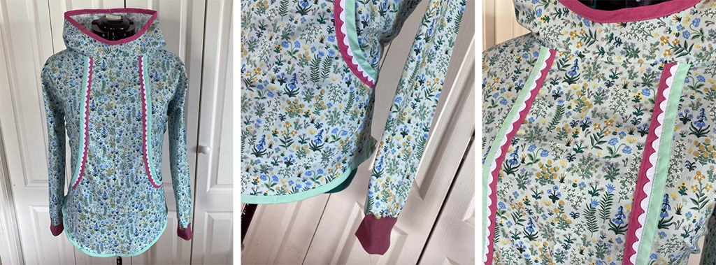 Blue floral kalikuk with pink trim (2022)