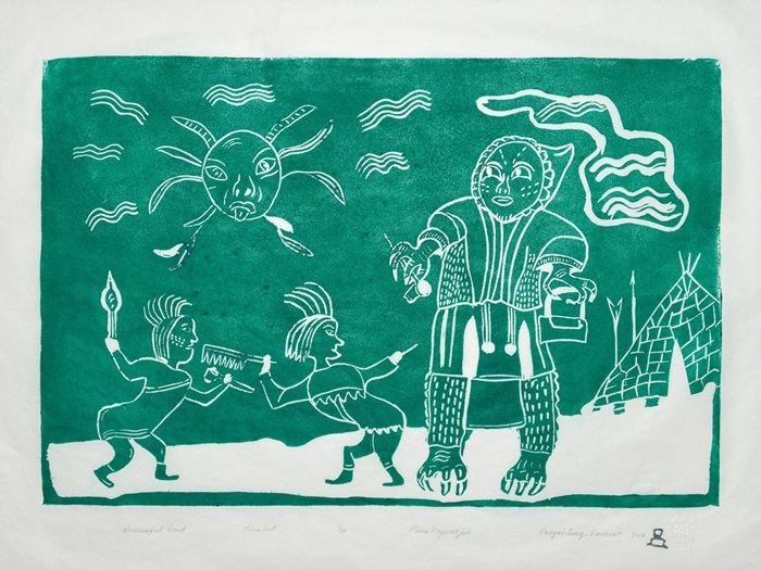 Successful Hunt (2018)  Lino cut  42 x 58 cm