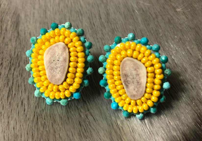 Beaded Caribou Antler Earrings (2020)