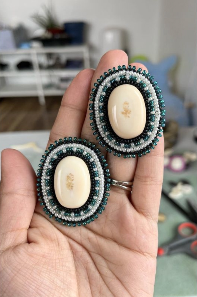 Ivory centre piece beaded earrings (2022)