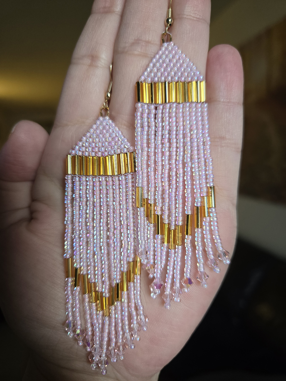 Pastel pink fringe earrings (2024)