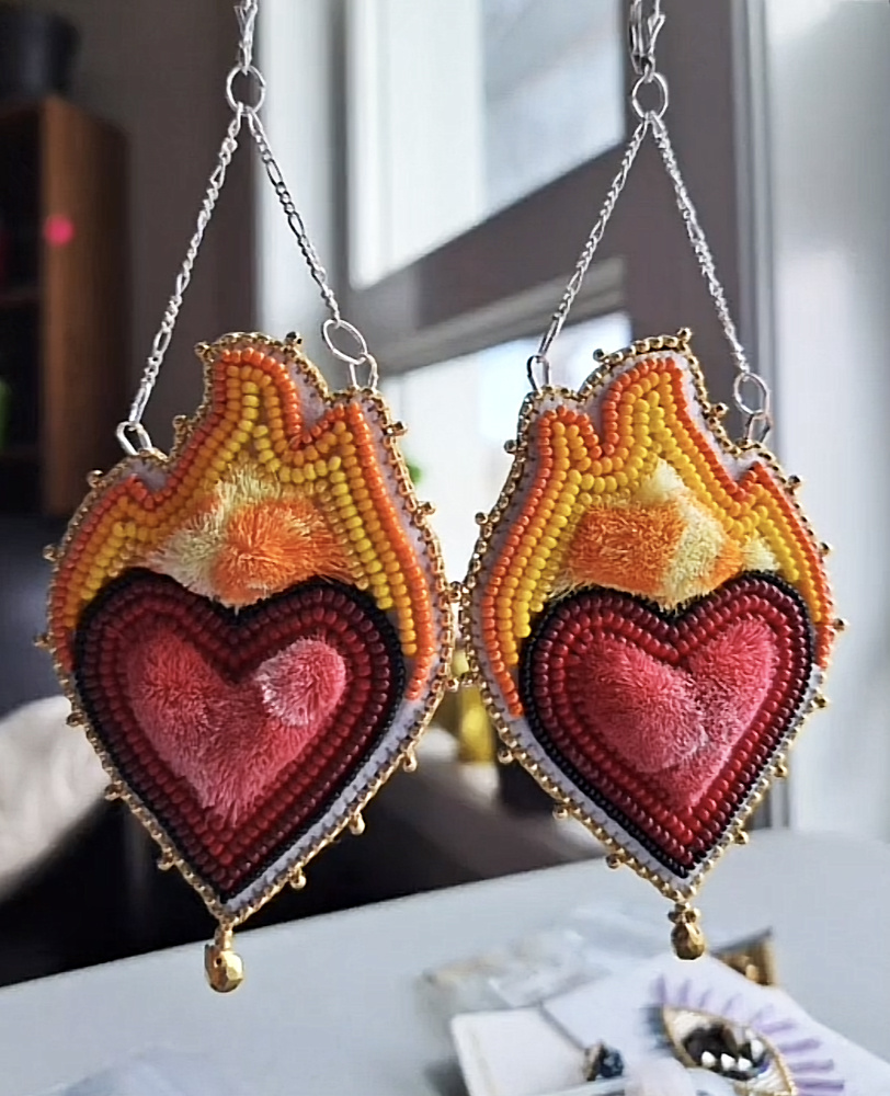 Tufted 24k gold beaded earrings (2022)