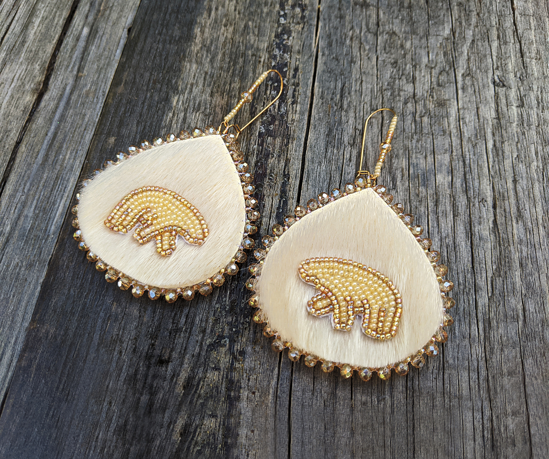 Polar Collection White Teardrop Sealskin Earrings (2020)