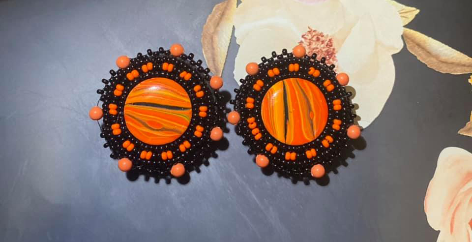Orange and black earrings (2021)