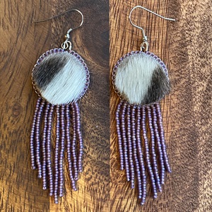 Sealskin earrings with purple tassels (2024)