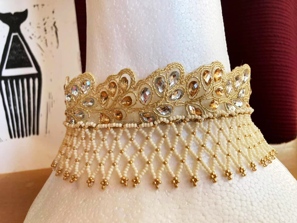 Gold and white lace necklace (2021)