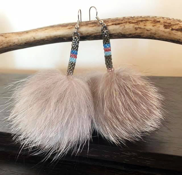 Grey fur earrings (2021)