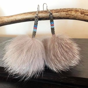 Grey fur earrings (2021)