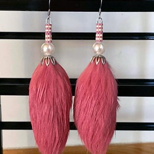 Pink fur earrings (2021)