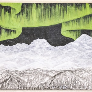 Foraker, Hunter and Denali Glowing under Aurora (2023)