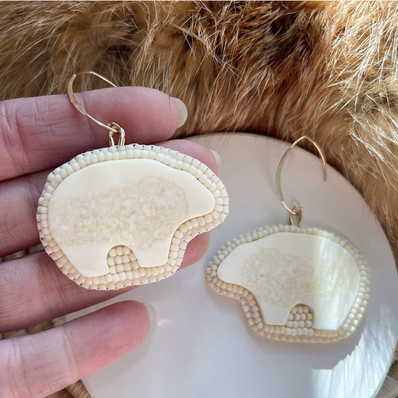 Walrus tusk nanuk earrings