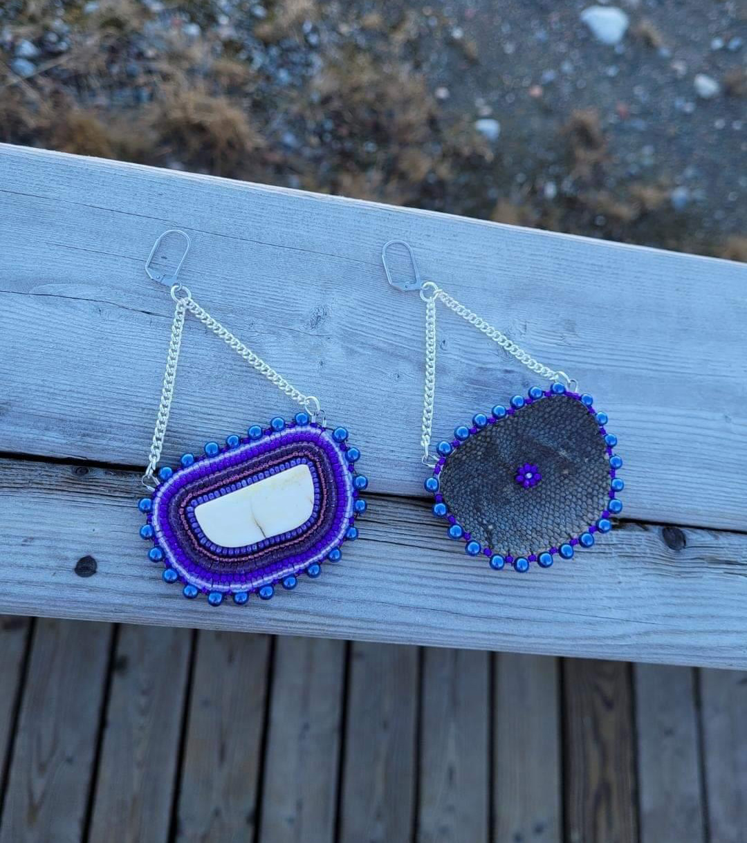 Untitled (Purple fish skin earrings) (2022)