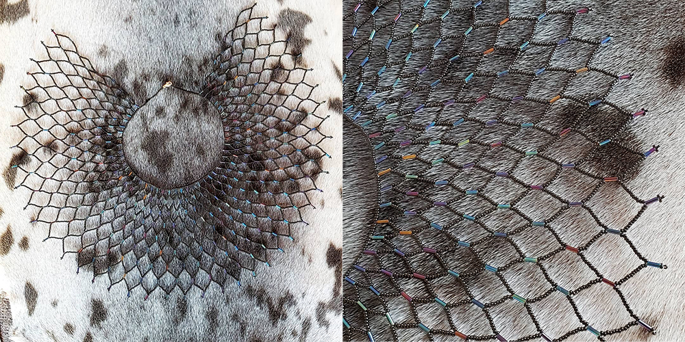 Black and multicoloured bead necklace (2020)