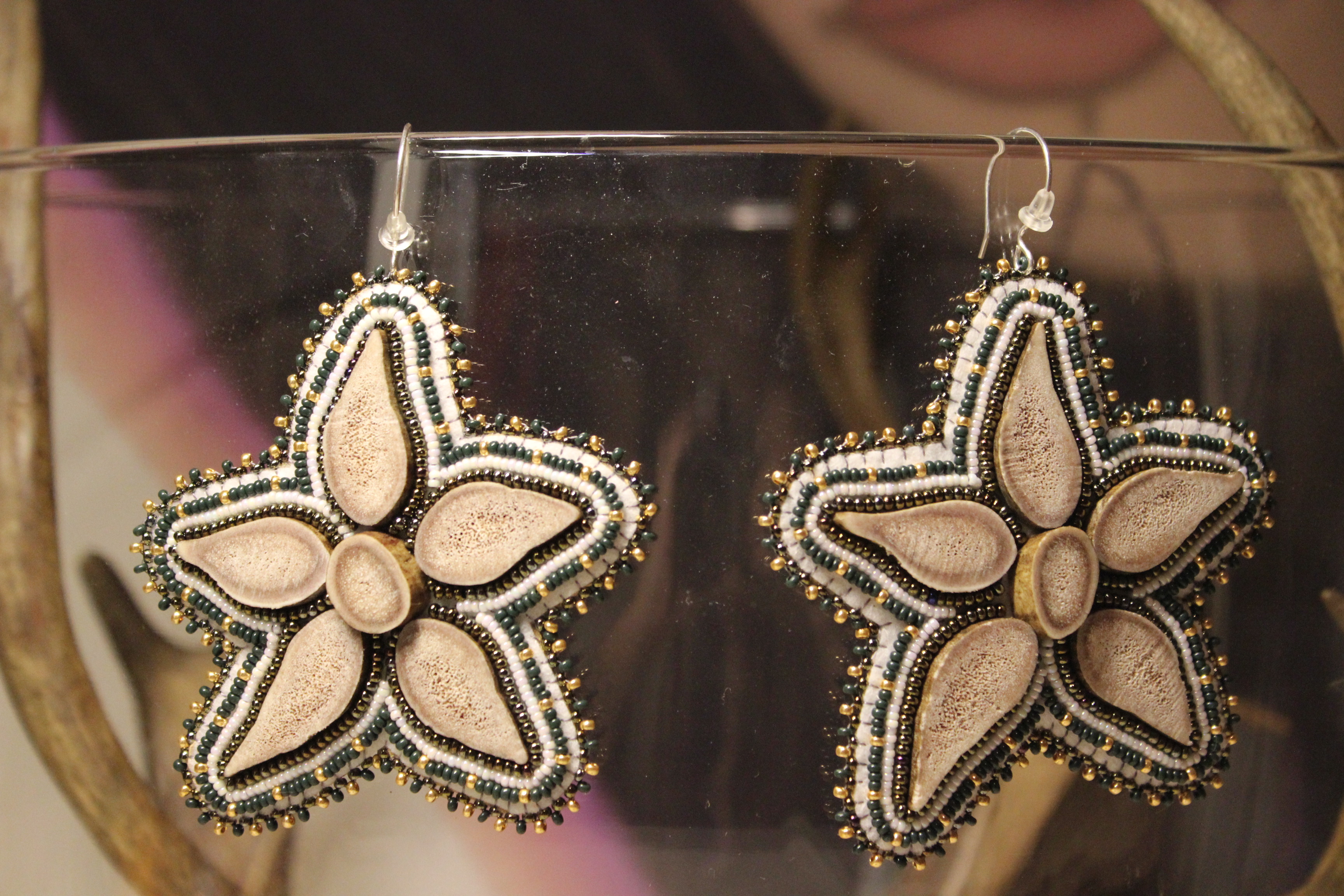 Caribou antler bone earrings (2021)