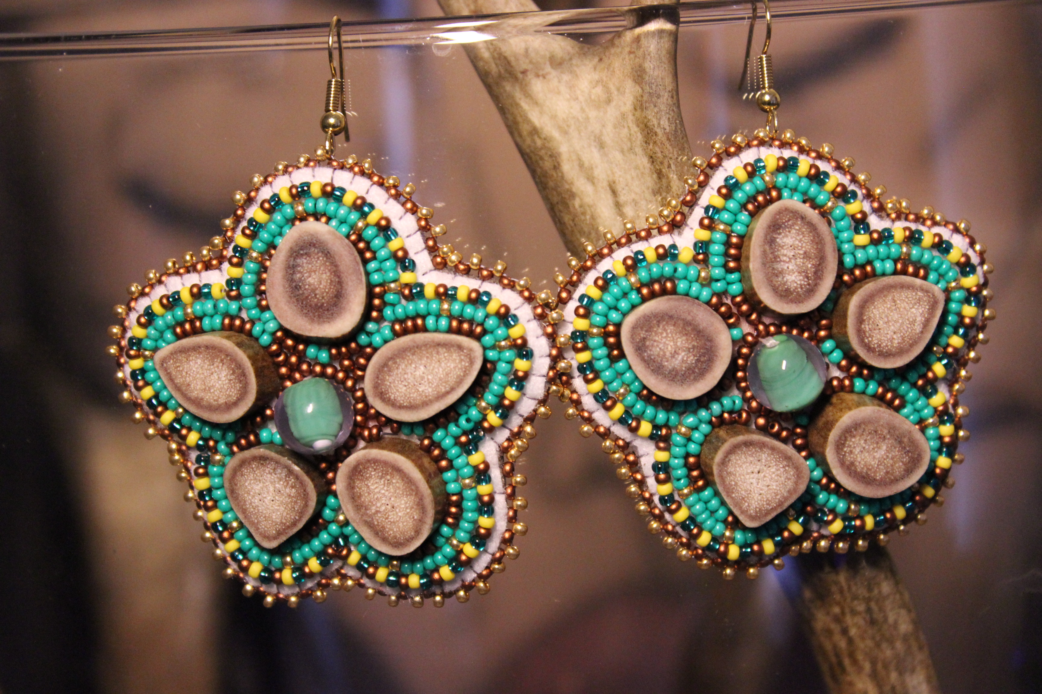 Caribou antler bone earrings (2021)