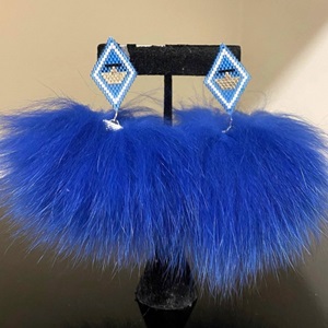 Blue ulu fox fur earrings (2021)