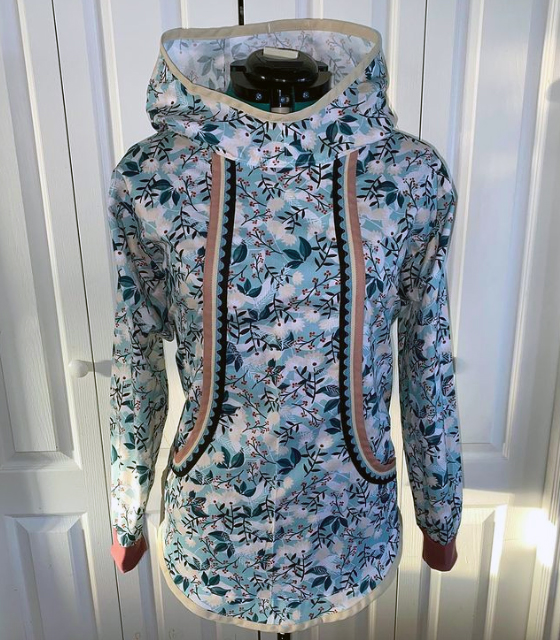 Blue floral kalikuk with grey trim (2022)