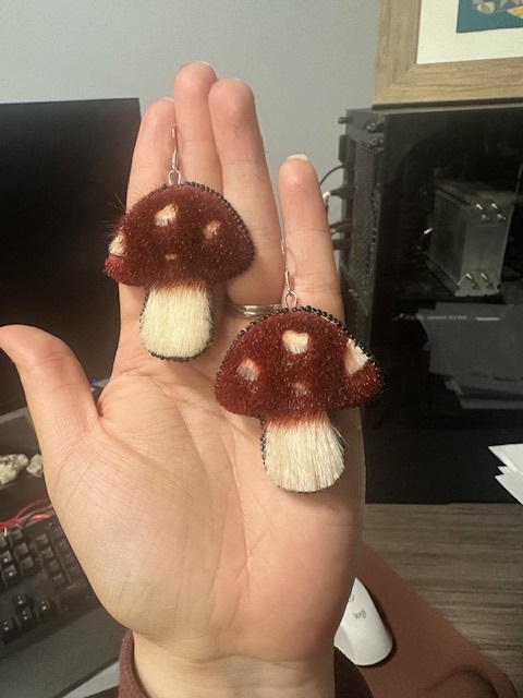 Sealskin and seed bead earrings (2024)