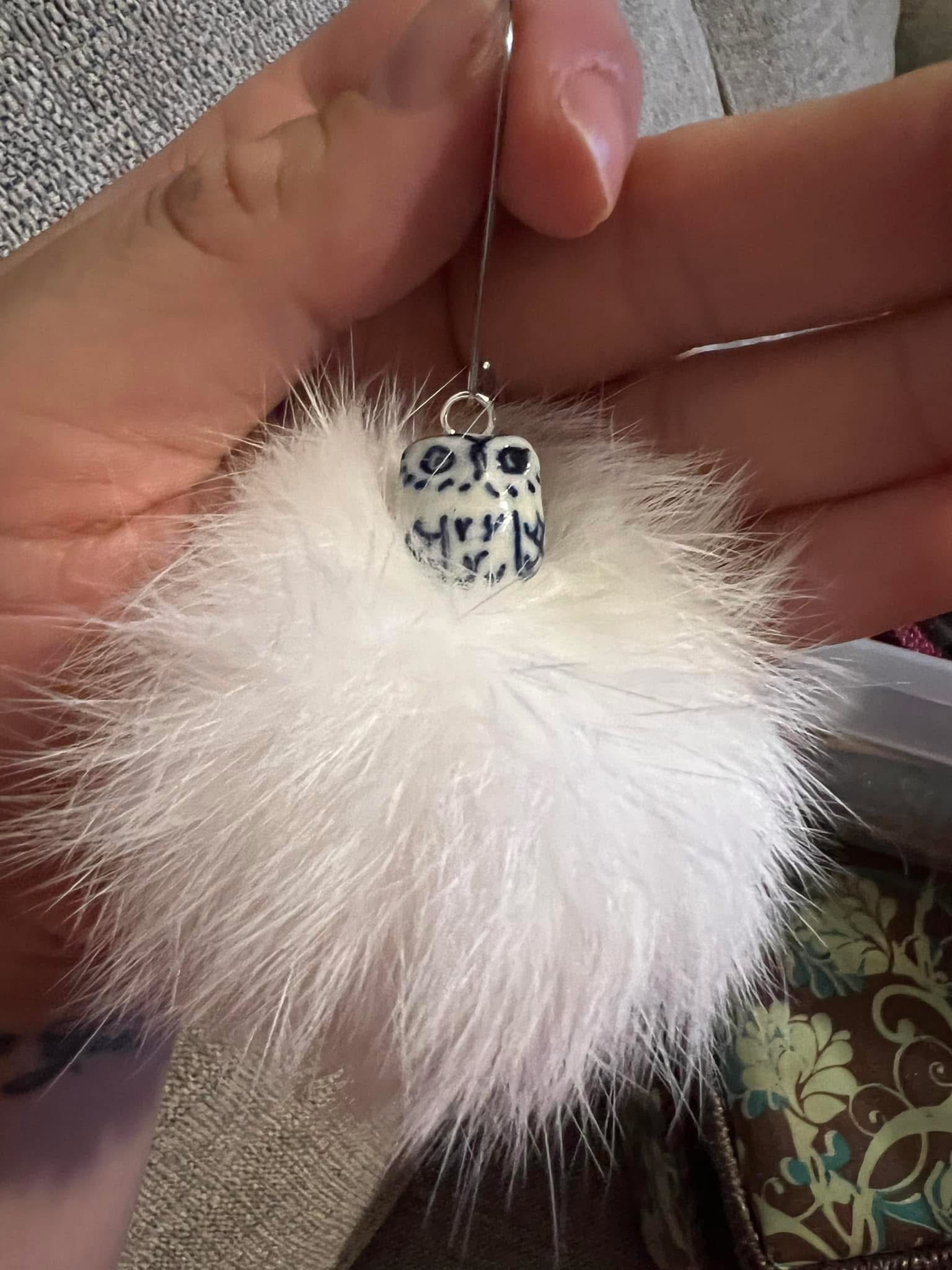 Snowy owl pompom earrings (2023)