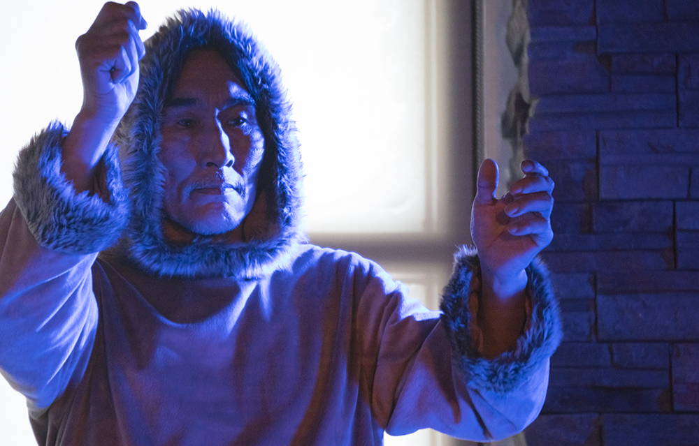 as Kiviuq at the Qaggiq Arctic Performing Arts Summit in Iqaluit, 2016
