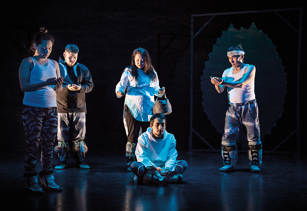 performing the Sea Woman Poem in Kiviuq’s Return, Nuuk, 2018