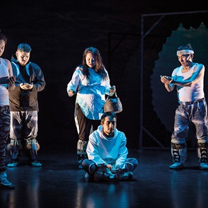 performing the Sea Woman Poem in Kiviuq’s Return, Nuuk, 2018