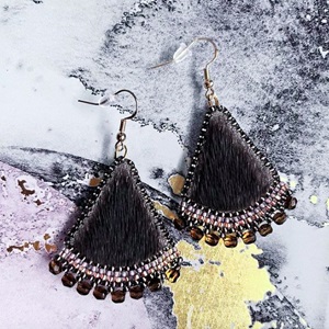 Sealskin and black bead earrings (2021)