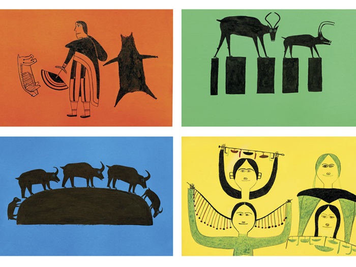 OonarkJessieUntitled(WomanSkinningAnimal)Untitled(MotherCaribouandCalfTraversingtheLandscape)Untitled(FourWomenwithUlus)Untitled(GoatsClimbingaRock)