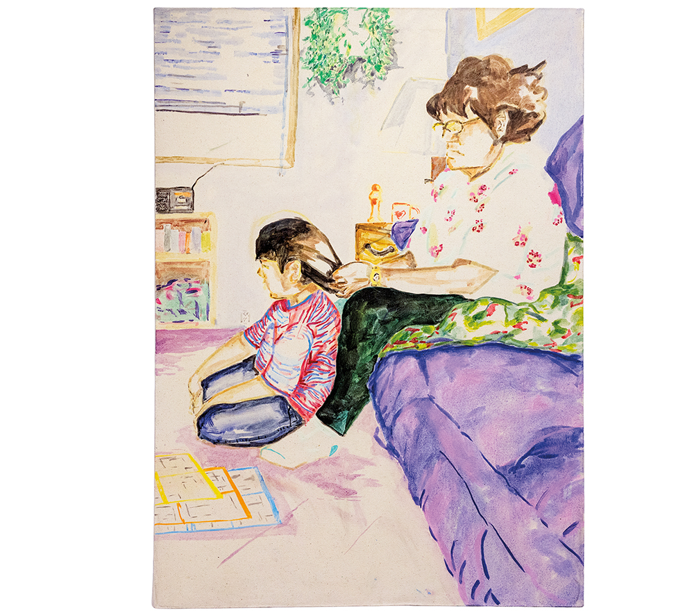 BernhardtDarcieNanukBraidingMyHairBeforeBingo