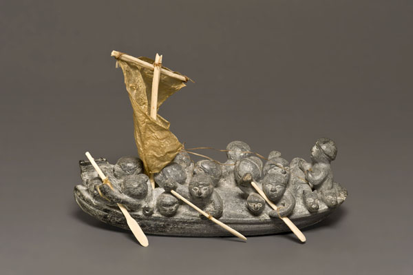 Joe Talirunili. Inuit (Puvirnituq), 1906-1976. Migration, 1951.71. stone, bone, gut, sinew. Collection of the Winnipeg Art Gallery. Photo Ernest Mayer