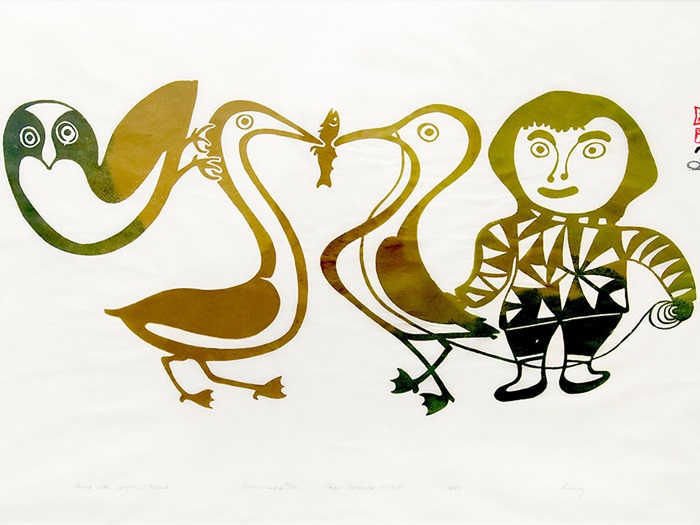 Lucy Qinnuayuak - Child with Captive Bird