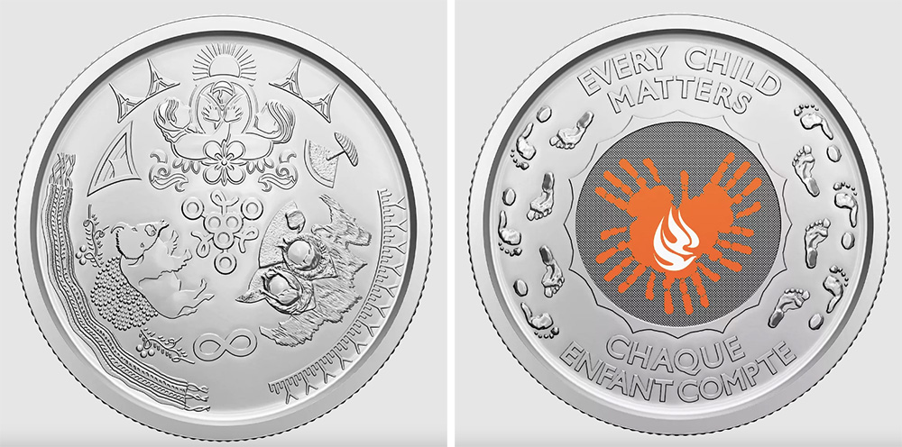 Both sides of the commemorative coin, designed by Jason Sikoak, JD Hawk and Leticia Spence