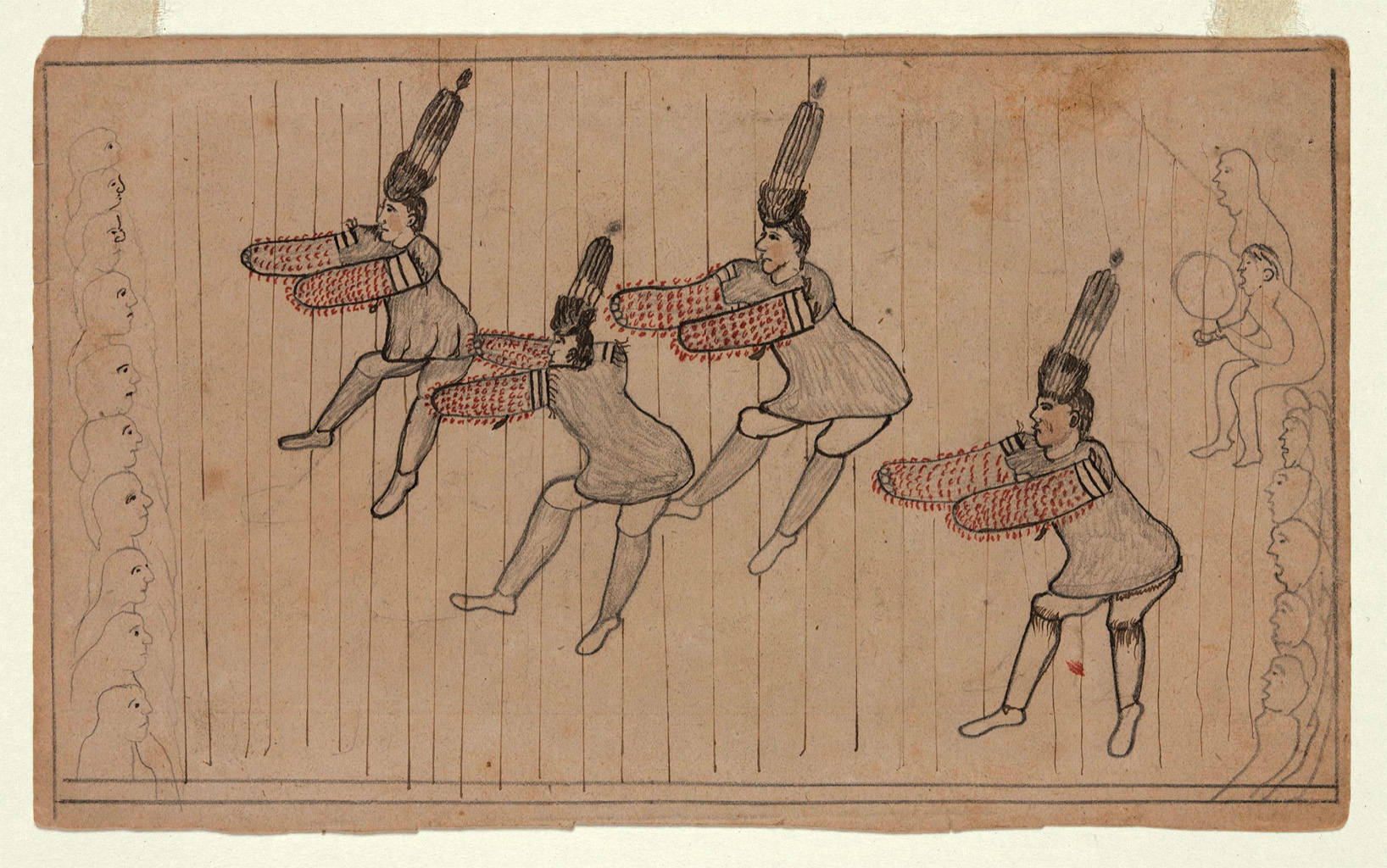 King Island Wolf Dancers with Audience and Musicians (recto) (c. 1890)